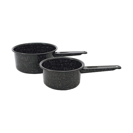 Columbian Home Granite Ware Ceramic Over Steel Sauce Pan Set Black 6148-2